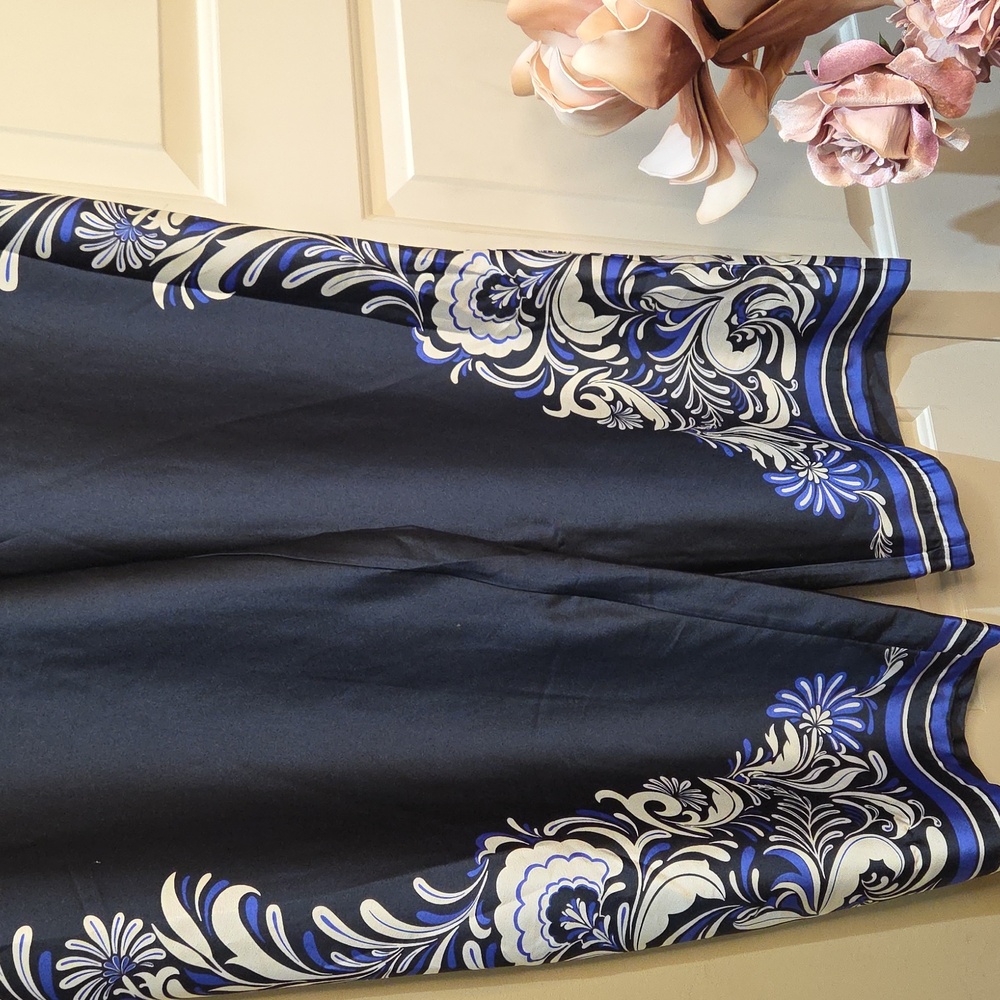 Nwt XL Ellen Tracy Navy and White Wide Leg Pull Up Pants - Picture 15 of 15